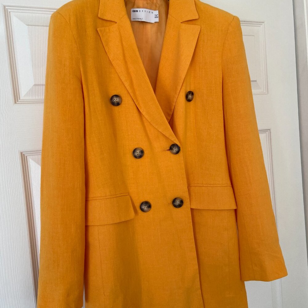 Asos Design Orange Linen Blazer - Picture 4 of 6